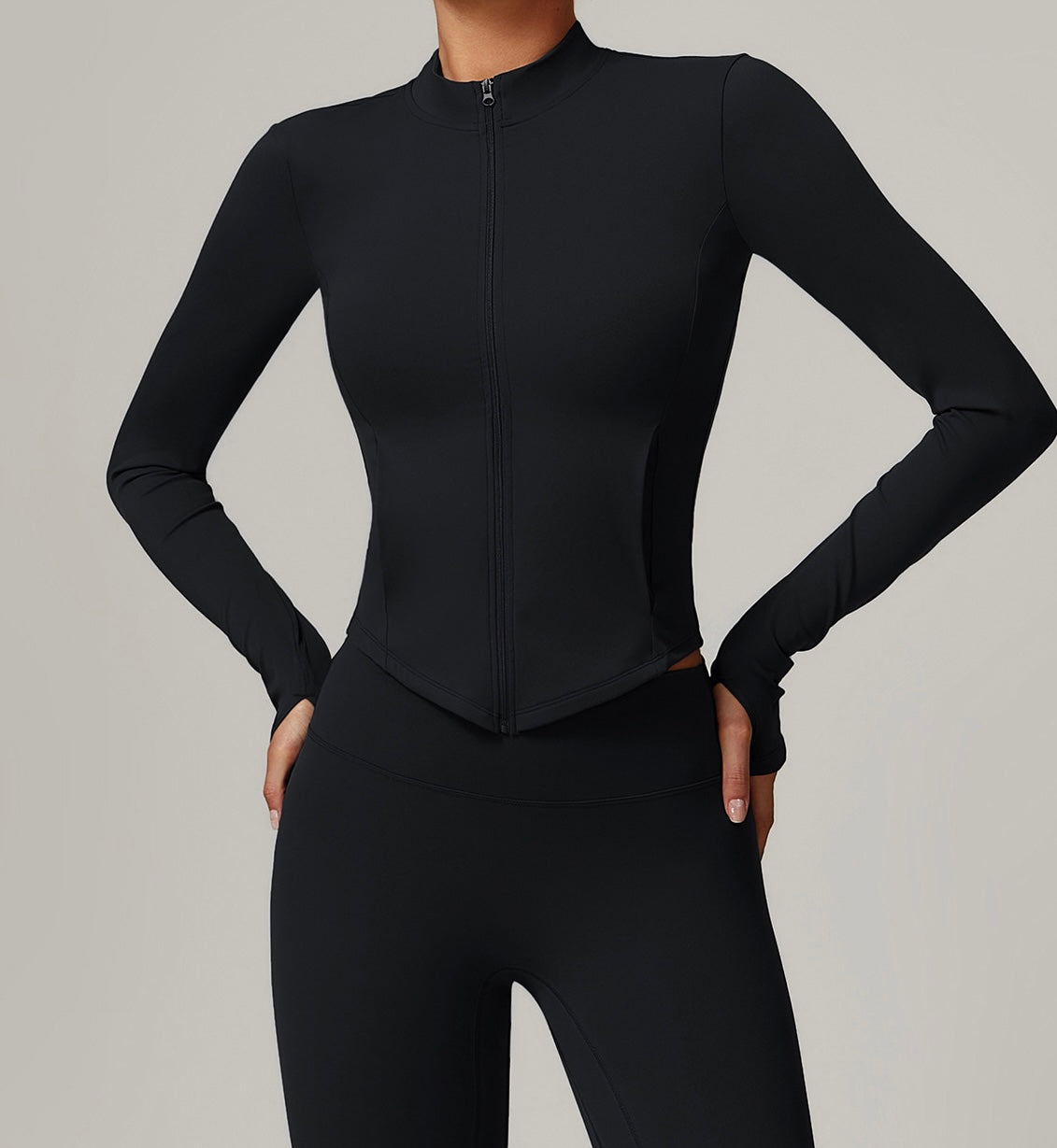 Cropped Zip Up Jacket With Pockets