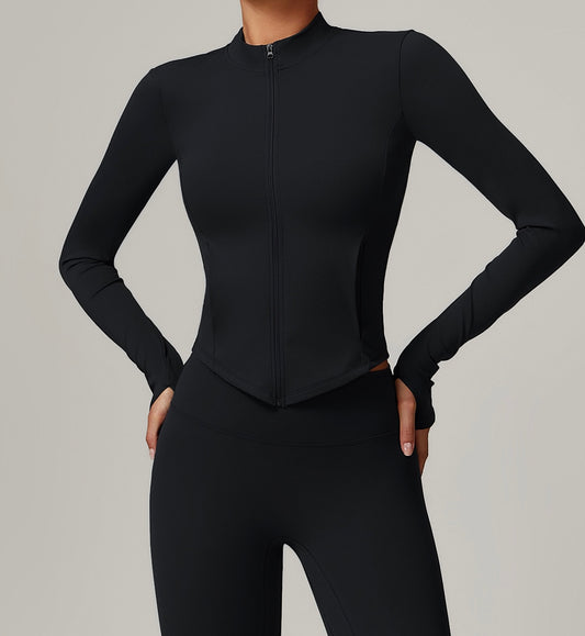Cropped Zip Up Jacket With Pockets