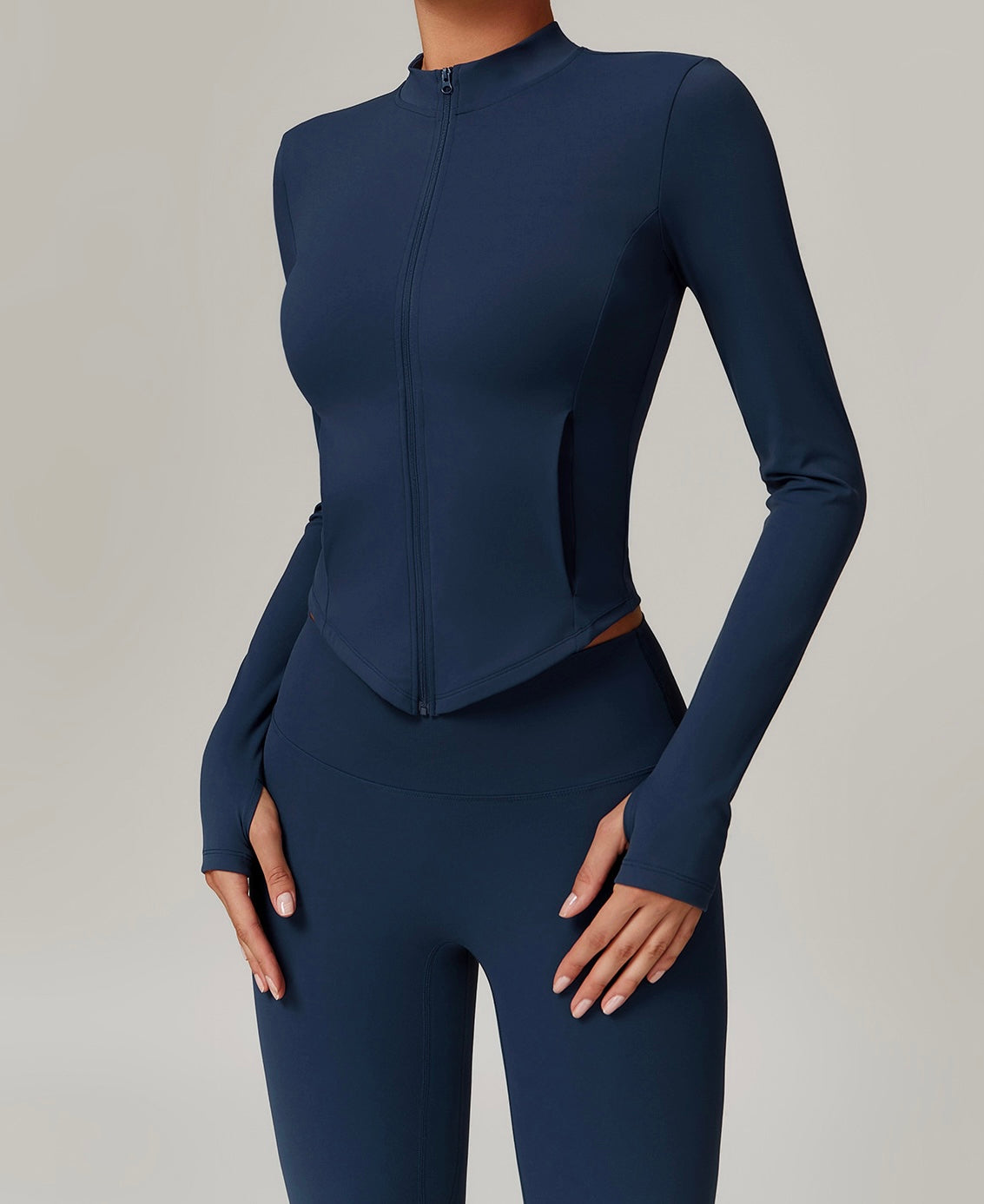 Cropped Zip Up Jacket With Pockets