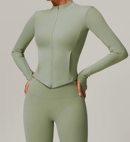 Cropped Zip Up Jacket With Pockets