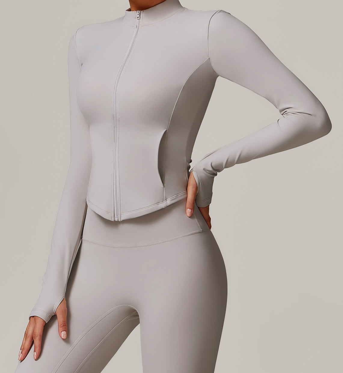 Cropped Zip Up Jacket With Pockets