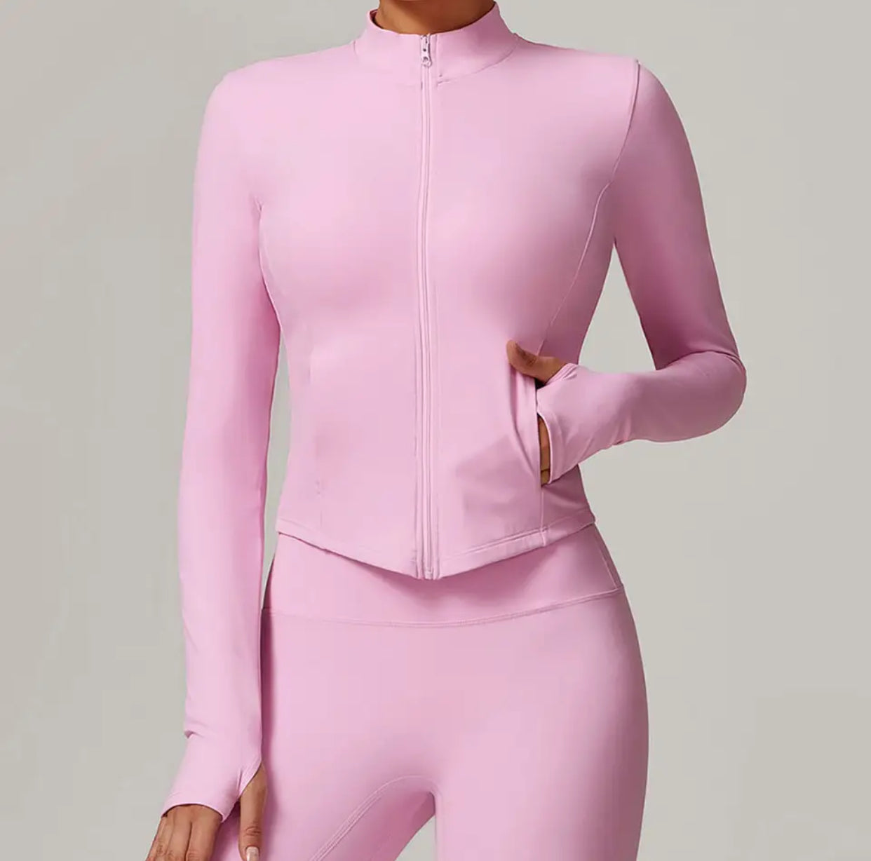 Cropped Zip Up Jacket With Pockets